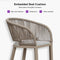 PURPLE LEAF Outdoor Bar stools Stools Set of 2 Rattan Bar Chairs with Embedded Cushions and  Back for Outdoor or Indoor