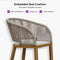 PURPLE LEAF Outdoor Bar stools Stools Set of 2 Rattan Bar Chairs with Embedded Cushions and  Back for Outdoor or Indoor