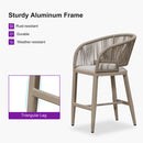 PURPLE LEAF Outdoor Bar stools Stools Set of 2 Rattan Bar Chairs with Embedded Cushions and  Back for Outdoor or Indoor