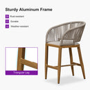 PURPLE LEAF Outdoor Bar stools Stools Set of 2 Rattan Bar Chairs with Embedded Cushions and  Back for Outdoor or Indoor