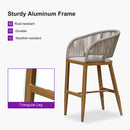 PURPLE LEAF Outdoor Bar stools Stools Set of 2 Rattan Bar Chairs with Embedded Cushions and  Back for Outdoor or Indoor