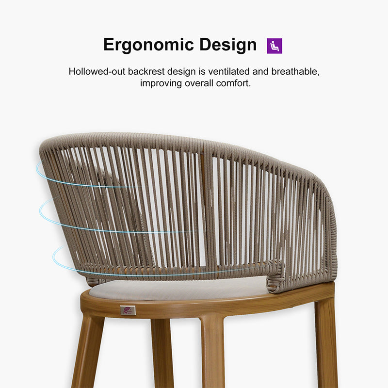 PURPLE LEAF Outdoor Bar stools Stools Set of 2 Rattan Bar Chairs with Embedded Cushions and  Back for Outdoor or Indoor