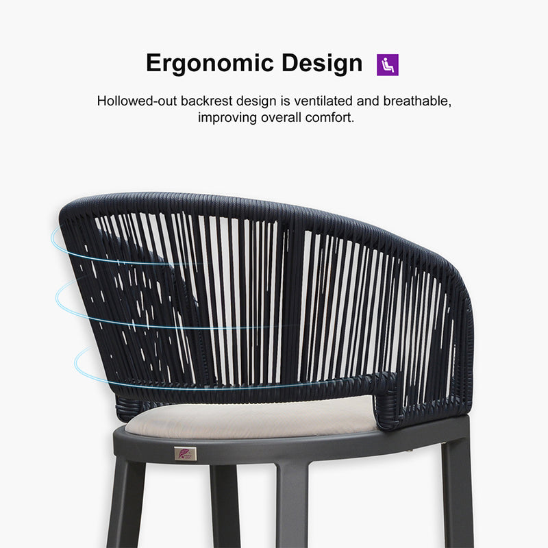 PURPLE LEAF Outdoor Bar stools Stools Set of 2 Rattan Bar Chairs with Embedded Cushions and  Back for Outdoor or Indoor