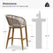 PURPLE LEAF Outdoor Bar stools Stools Set of 2 Rattan Bar Chairs with Embedded Cushions and  Back for Outdoor or Indoor