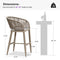 PURPLE LEAF Outdoor Bar stools Stools Set of 2 Rattan Bar Chairs with Embedded Cushions and  Back for Outdoor or Indoor