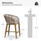 PURPLE LEAF Outdoor Bar stools Stools Set of 2 Rattan Bar Chairs with Embedded Cushions and  Back for Outdoor or Indoor