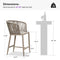 PURPLE LEAF Outdoor Bar stools Stools Set of 2 Rattan Bar Chairs with Embedded Cushions and  Back for Outdoor or Indoor