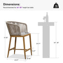 PURPLE LEAF Outdoor Bar stools Stools Set of 2 Rattan Bar Chairs with Embedded Cushions and  Back for Outdoor or Indoor