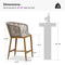 PURPLE LEAF Outdoor Bar stools Stools Set of 2 Rattan Bar Chairs with Embedded Cushions and  Back for Outdoor or Indoor