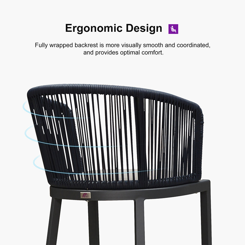 PURPLE LEAF Outdoor Bar stools Stools Set of 2 Rattan Bar Chairs with Embedded Cushions and  Back for Outdoor or Indoor