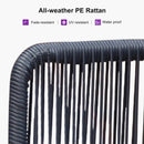 PURPLE LEAF Outdoor Bar stools Stools Set of 2 Rattan Bar Chairs with Embedded Cushions and  Back for Outdoor or Indoor