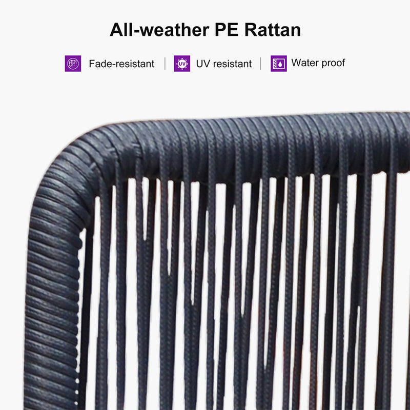 PURPLE LEAF Outdoor Bar stools Stools Set of 2 Rattan Bar Chairs with Embedded Cushions and  Back for Outdoor or Indoor