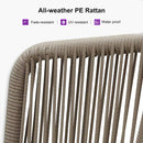 PURPLE LEAF Outdoor Bar stools Stools Set of 2 Rattan Bar Chairs with Embedded Cushions and  Back for Outdoor or Indoor