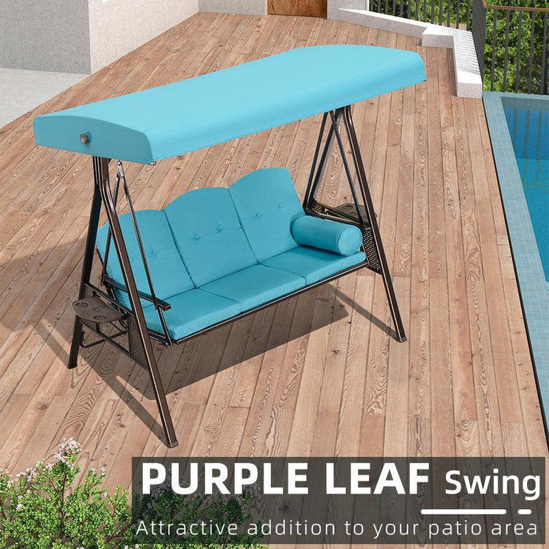 Clearance - PURPLE LEAF Outdoor Adjustable Canopy Swing Patio Porch Swing with Cushions and Pillow - Purple Leaf Garden