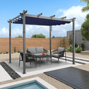 Clearance - PURPLE LEAF Outdoor Retractable Pergola with Sun Shade Canopy Modern Backyard Deck