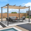 Clearance - PURPLE LEAF Outdoor Retractable Pergola with Sun Shade Canopy Modern Backyard Deck