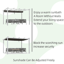 Clearance - PURPLE LEAF Outdoor Retractable Pergola with Sun Shade Canopy - Purple Leaf Garden