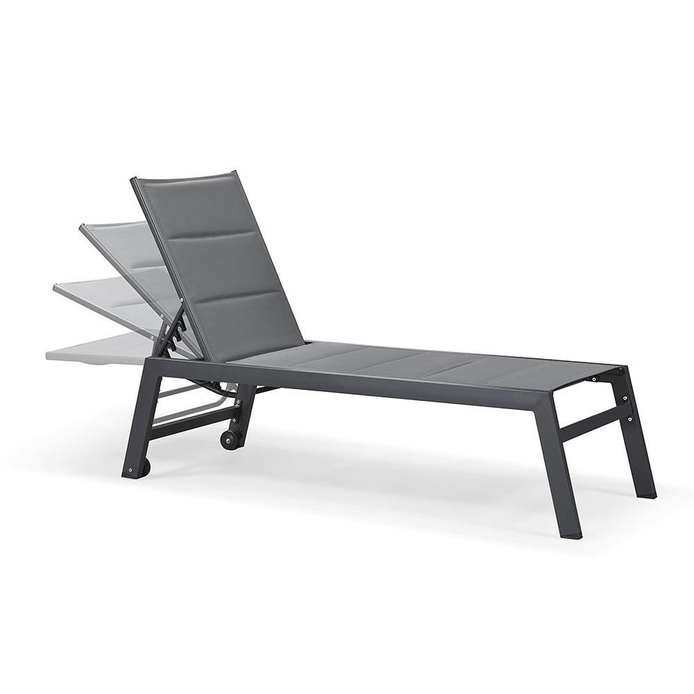 Outdoor Chaise Lounge with Wheels Aluminum Recliner