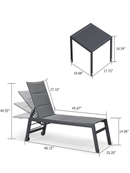 【Clearance】PURPLE LEAF Outdoor Chaise Lounge Aluminum with Side Table and Wheels Reclining Chair - Purple Leaf Garden