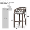 PURPLE LEAF Outdoor Bar Stools Counter Stools Rattan Bar Stools Chair Set of 2 with Backrest for Indoor or Outdoor, Kitchen lsland