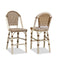 PURPLE LEAF French Counter Height Bar Height Stool Set of 2, Patio Bar Chairs with Back Rattan, French Bistro Set