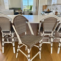 PURPLE LEAF French Counter Height Bar Height Stool Set of 2, Patio Bar Chairs with Back Rattan, French Bistro Set