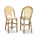 PURPLE LEAF French Counter Height Bar Height Stool Set of 2, Patio Bar Chairs with Back Rattan, French Bistro Set