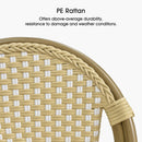 PURPLE LEAF French Counter Height Bar Height Stool Set of 2, Patio Bar Chairs with Back Rattan, French Bistro Set