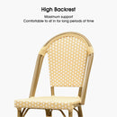 PURPLE LEAF French Counter Height Bar Height Stool Set of 2, Patio Bar Chairs with Back Rattan, French Bistro Set