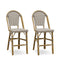 PURPLE LEAF French Counter Height Bar Height Stool Set of 2, Patio Bar Chairs with Back Rattan, French Bistro Set