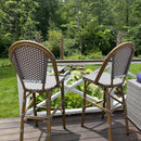 PURPLE LEAF French Counter Height Bar Height Stool Set of 2, Patio Bar Chairs with Back Rattan, French Bistro Set
