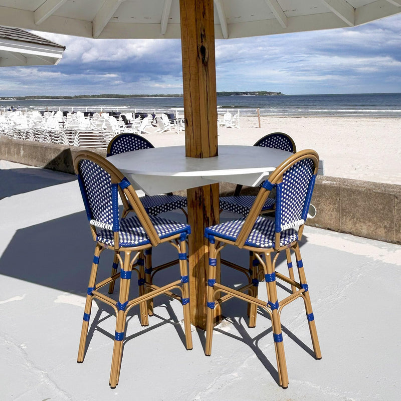 PURPLE LEAF French Counter Height Bar Height Stool Set of 2, Patio Bar Chairs with Back Rattan, French Bistro Set
