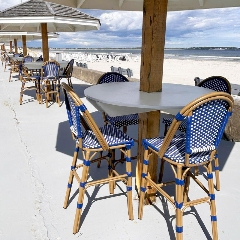 PURPLE LEAF French Counter Height Bar Height Stool Set of 2, Patio Bar Chairs with Back Rattan, French Bistro Set