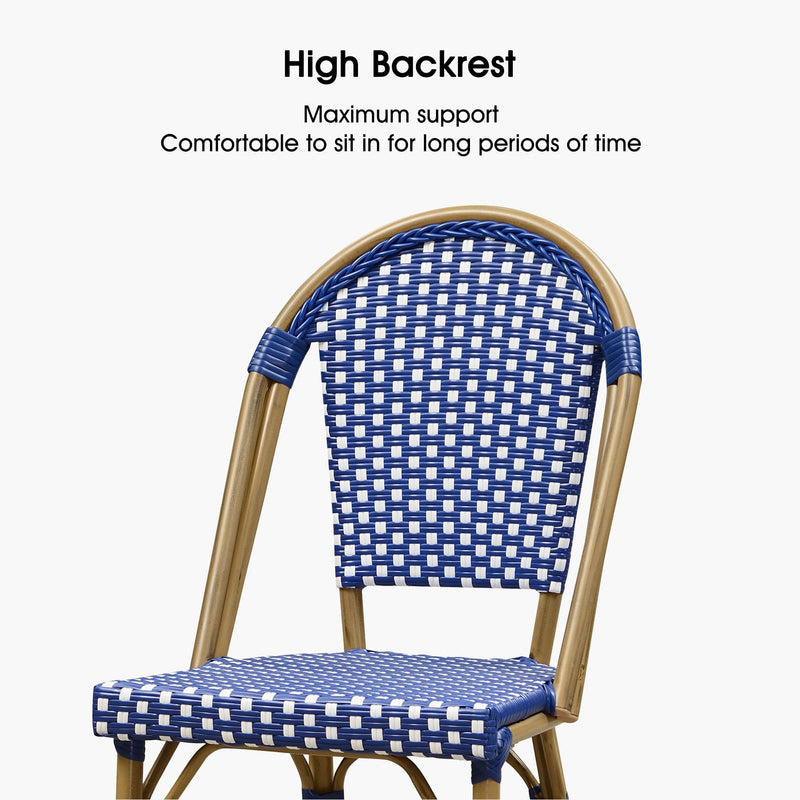 PURPLE LEAF French Counter Height Bar Height Stool Set of 2, Patio Bar Chairs with Back Rattan, French Bistro Set