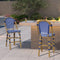PURPLE LEAF French Counter Height Bar Height Stool Set of 2, Patio Bar Chairs with Back Rattan, French Bistro Set