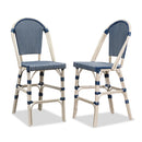 PURPLE LEAF French Counter Height Bar Height Stool Set of 2, Patio Bar Chairs with Back Rattan, French Bistro Set