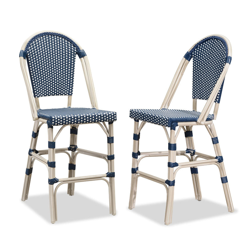 PURPLE LEAF French Counter Height Bar Height Stool Set of 2, Patio Bar Chairs with Back Rattan, French Bistro Set