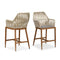 Clearance-PURPLE LEAF Modern Bar Stool Set of 2, Woven Counter Stools with Back, Bistro Bar Stools