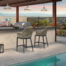 Clearance-PURPLE LEAF Modern Bar Stool Set of 2, Woven Counter Stools with Back, Bistro Bar Stools