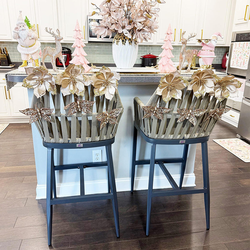 Clearance-PURPLE LEAF Modern Bar Stool Set of 2, Woven Counter Stools with Back, Bistro Bar Stools