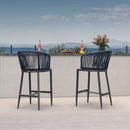 PURPLE LEAF Outdoor Bar stools Stools Set of 2 Rattan Bar Chairs with Embedded Cushions and  Back for Outdoor or Indoor