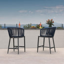 PURPLE LEAF Outdoor Bar stools Stools Set of 2 Rattan Bar Chairs with Embedded Cushions and  Back for Outdoor or Indoor