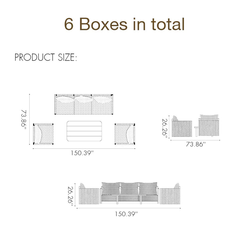 PURPLE LEAF Sanori Classical with Table Patio Conversation Set with Grey Ottoman and Cushions for Poolside Graden