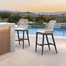 PURPLE LEAF Bar Stools Set of 4 Outdoor Aluminum Barstools with Back Modern Wicker Rattan Boho Garden Pool Patio Bar Chairs