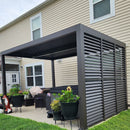 PURPLE LEAF Athena Louvered Pergola Grey Outdoor Aluminum Pergola with Shutter Wall Adjustable Gazebo Rainproof for Patio Deck Garden