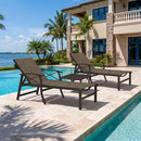 PURPLE LEAF Outdoor Chaise Lounge Chair Patio Pool Lounger Aluminum Chairs with Side Table and Wheels Adjustable Tanning Recliner with Armrests for Outside Backyard Deck Beach