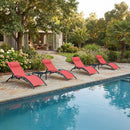 PURPLE LEAF Patio Chaise Lounge Set Outdoor Beach Pool Sunbathing Lawn Lounger Recliner Chair Outside Chairs with Side Table Included