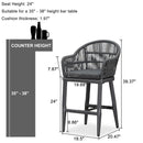 PURPLE LEAF Patio Chairs, 2 Set Outdoor Bar Stools Modern Counter Height Bar, Cushions Included