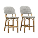 PURPLE LEAF Outdoor Bar Height Stools Set of 2 French Country Patio Rattan Bar Stool Chairs Outdoor Armless Barstools for Porch Garden Indoor Kitchen