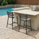 PURPLE LEAF Patio Counter Height Bar Stools Set of 2 Metal Bar Chairs with Back Wicker Woven Stools for Kitchen Island Pool Garden Outdoor Barstools